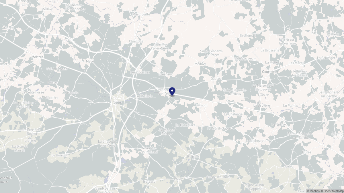 Aperçu cartographique de Aunou-sur-Orne, centré sur la commune
