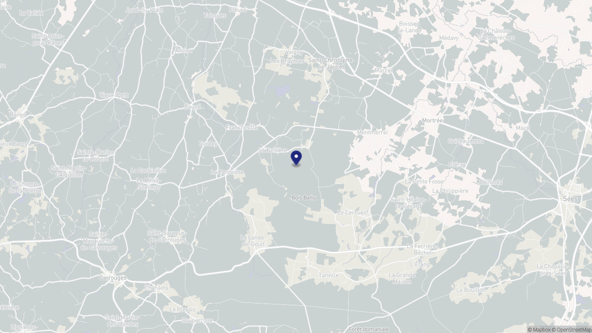 Aperçu cartographique de La Bellière, centré sur la commune