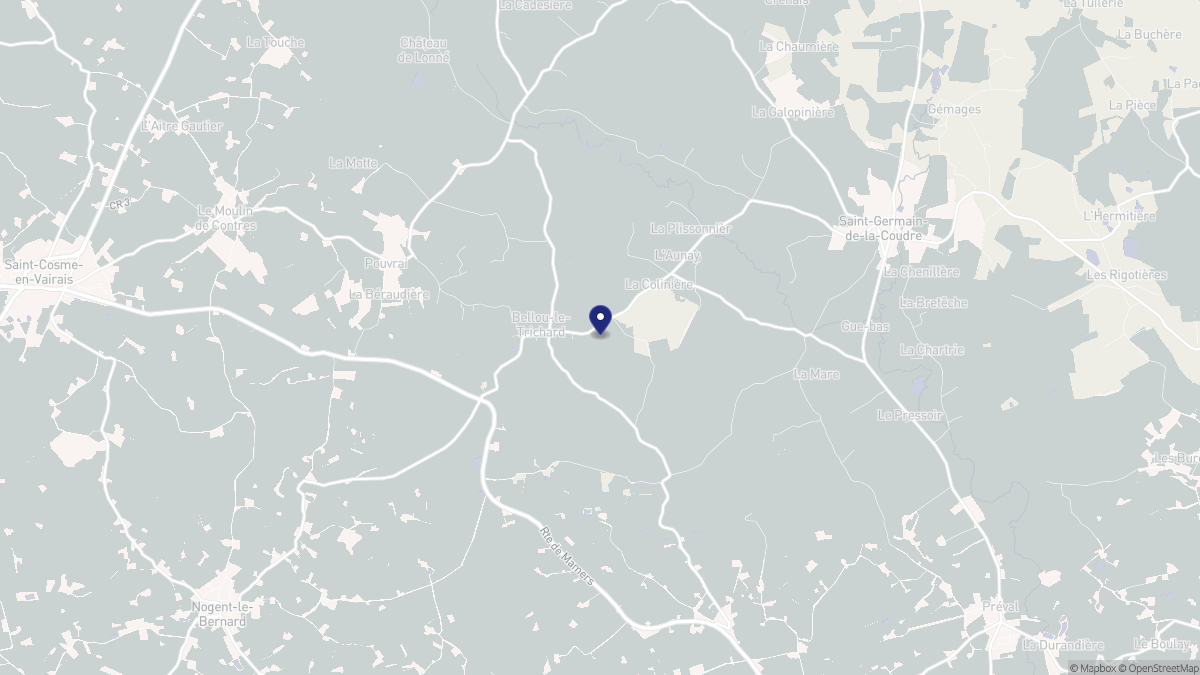 Aperçu cartographique de Bellou-le-Trichard, centré sur la commune