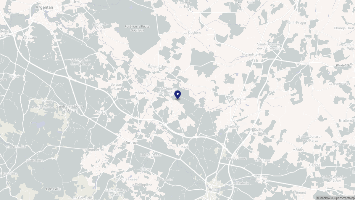 Aperçu cartographique de Le Château-d'Almenêches, centré sur la commune