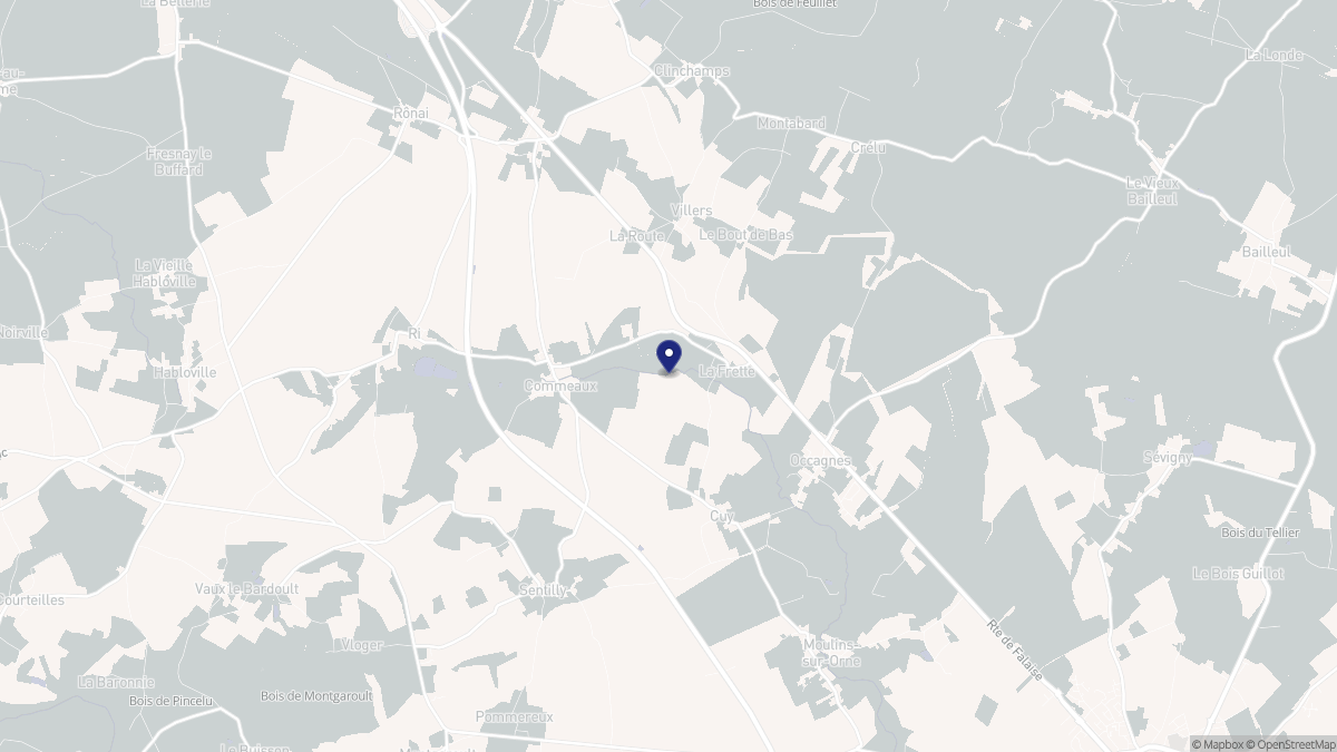 Aperçu cartographique de Commeaux, centré sur la commune
