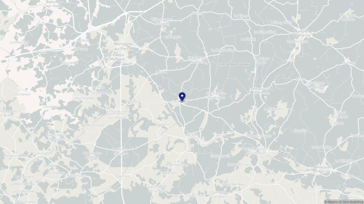 Aperçu cartographique de Courgeon, centré sur la commune