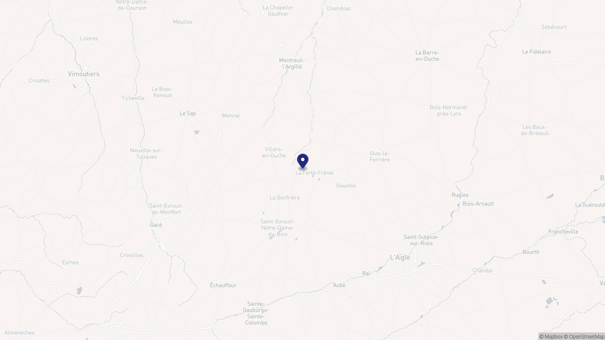 Aperçu cartographique de La Ferté-en-Ouche, centré sur la commune