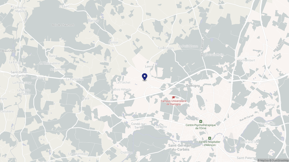 Aperçu cartographique de Lonrai, centré sur la commune