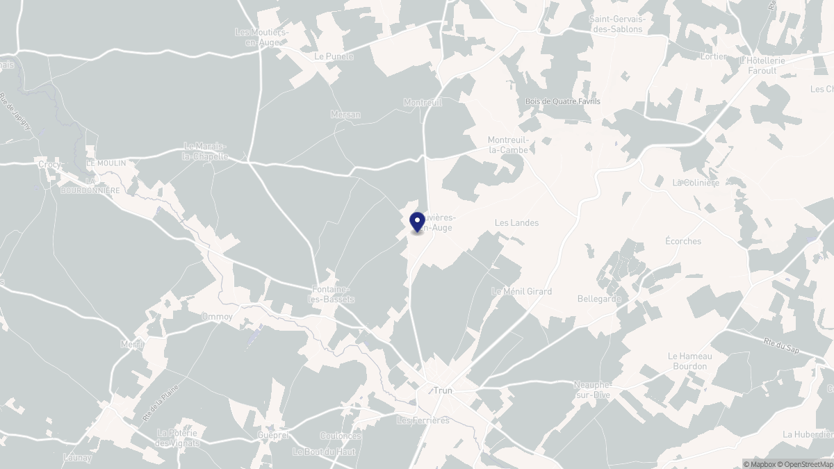 Aperçu cartographique de Louvières-en-Auge, centré sur la commune