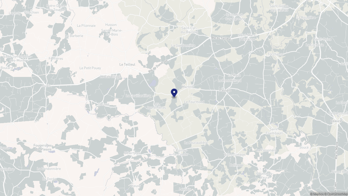 Aperçu cartographique de Mantilly, centré sur la commune