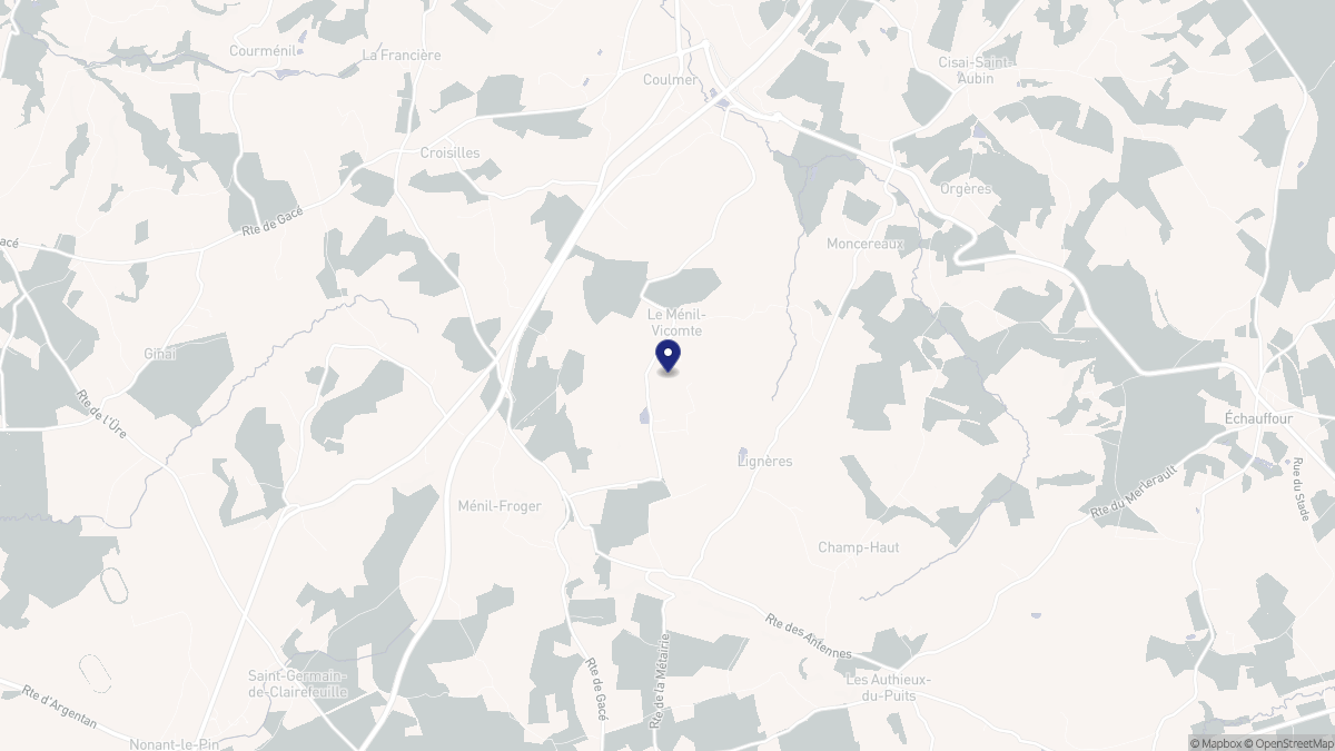 Aperçu cartographique de Le Ménil-Vicomte, centré sur la commune