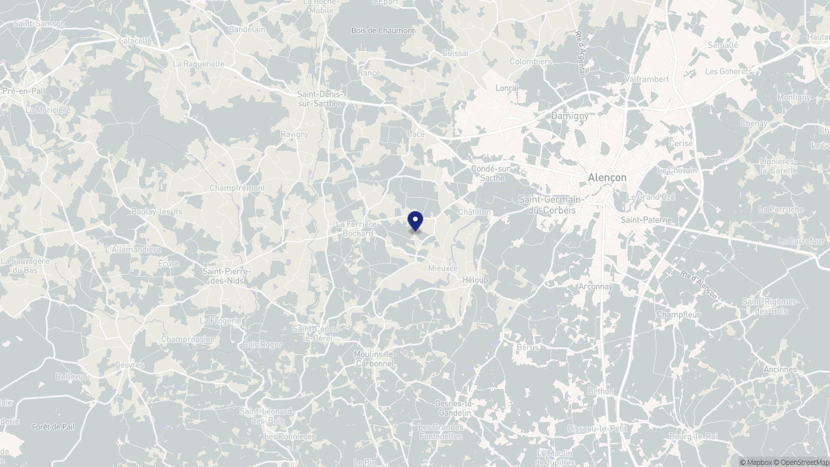 Aperçu cartographique de Mieuxcé, centré sur la commune