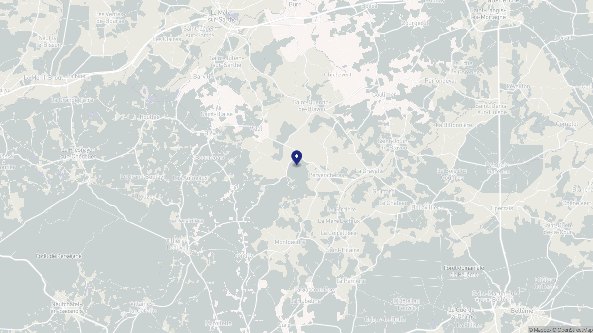 Aperçu cartographique de Pervenchères, centré sur la commune