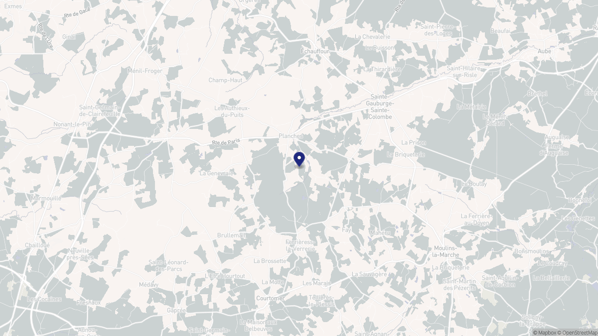 Aperçu cartographique de Planches, centré sur la commune