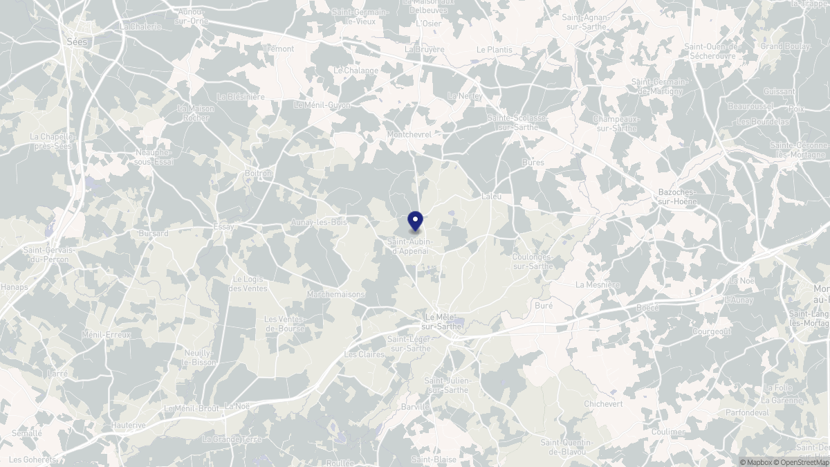 Aperçu cartographique de Saint-Aubin-d'Appenai, centré sur la commune