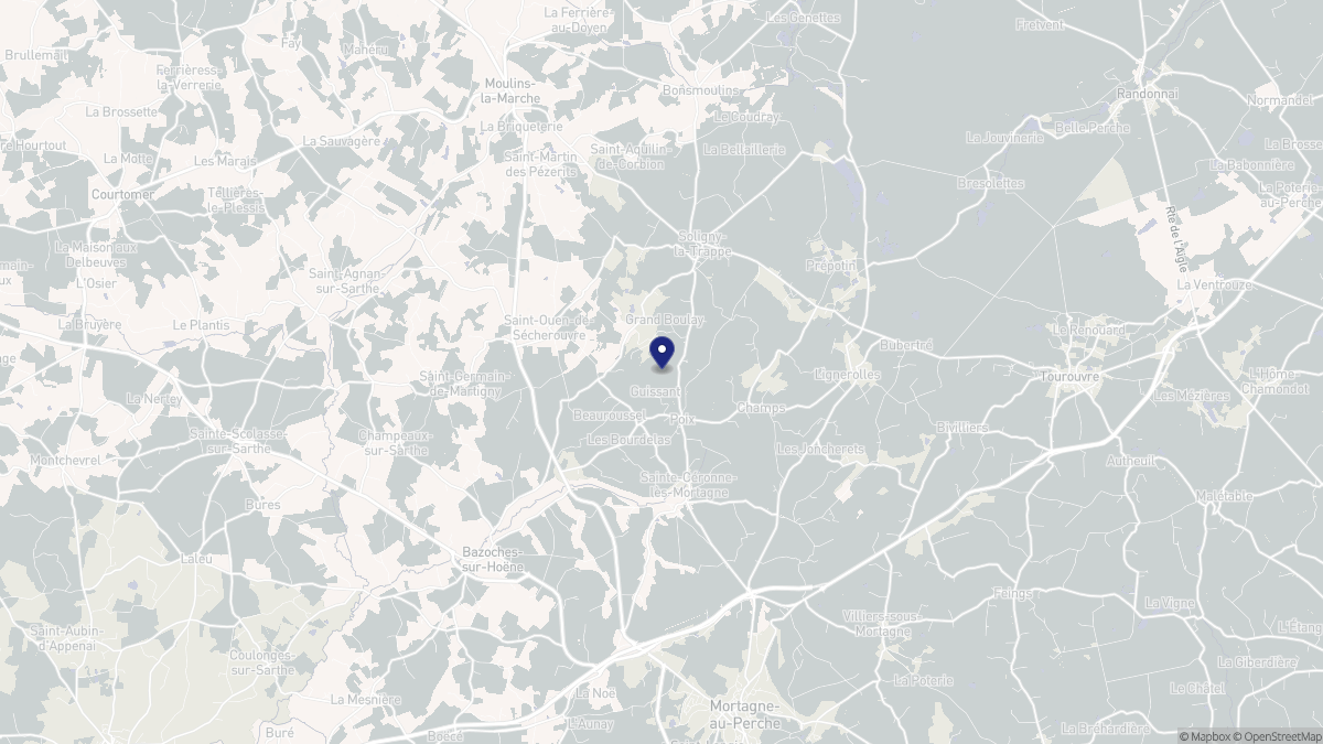 Aperçu cartographique de Sainte-Céronne-lès-Mortagne, centré sur la commune