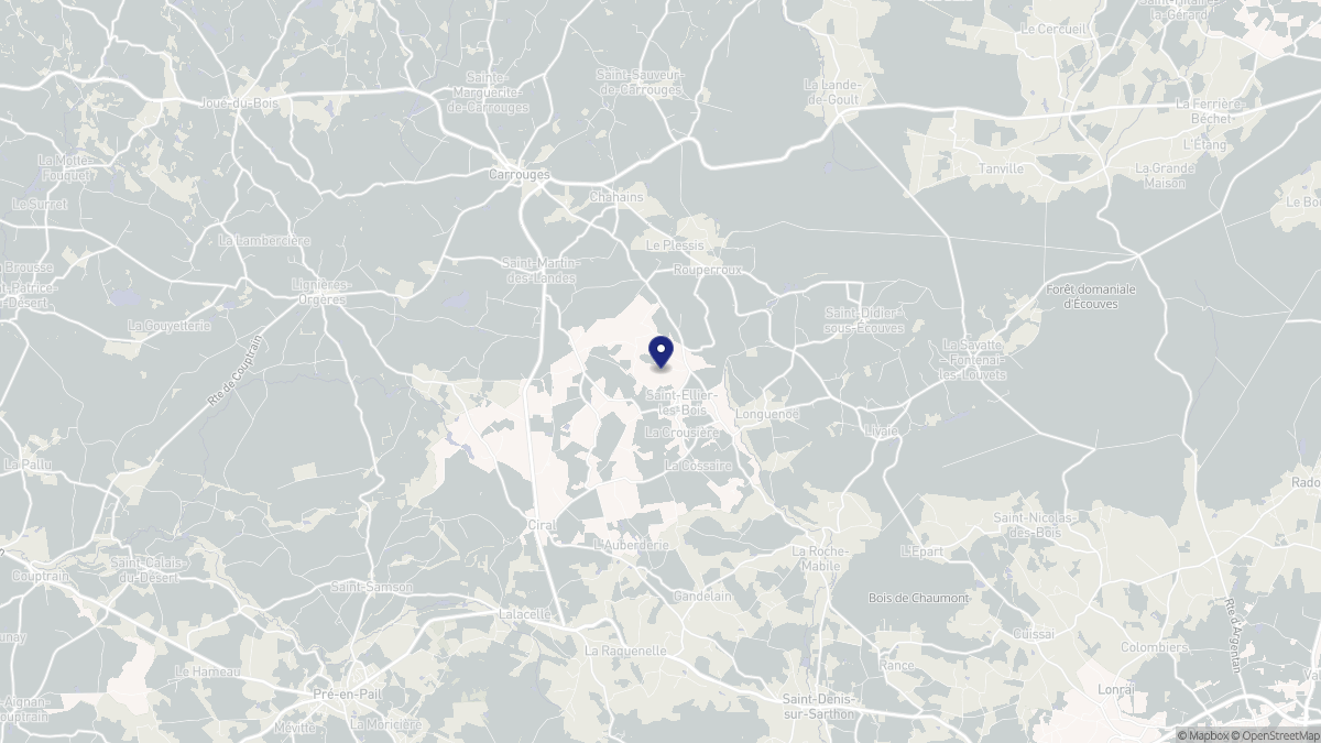 Aperçu cartographique de Saint-Ellier-les-Bois, centré sur la commune