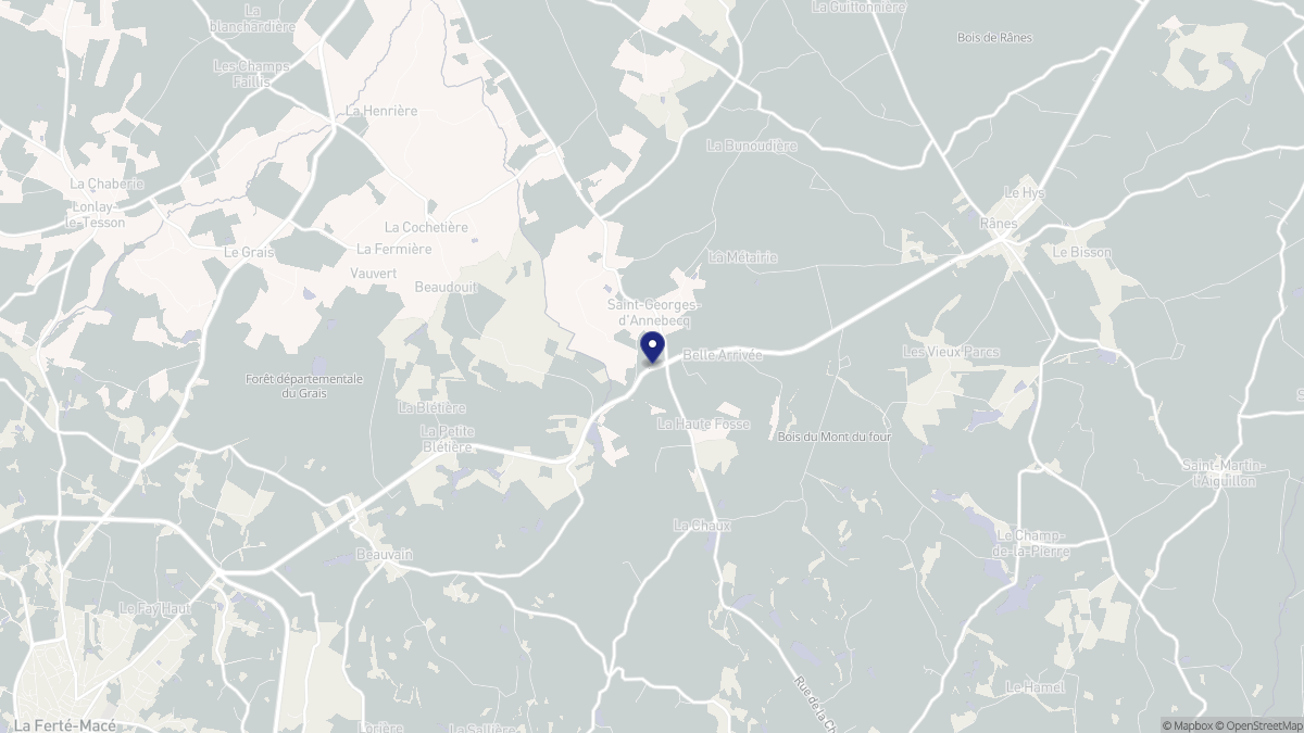 Aperçu cartographique de Saint-Georges-d'Annebecq, centré sur la commune