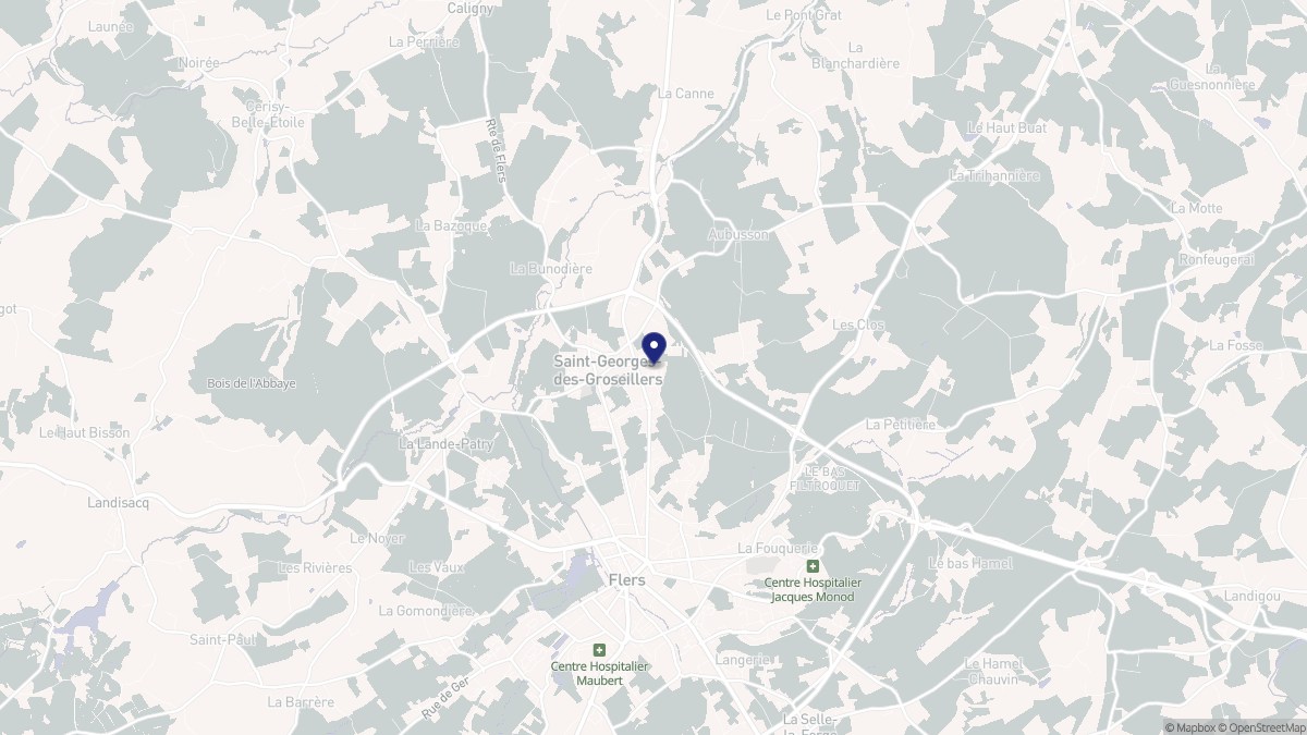 Aperçu cartographique de Saint-Georges-des-Groseillers, centré sur la commune