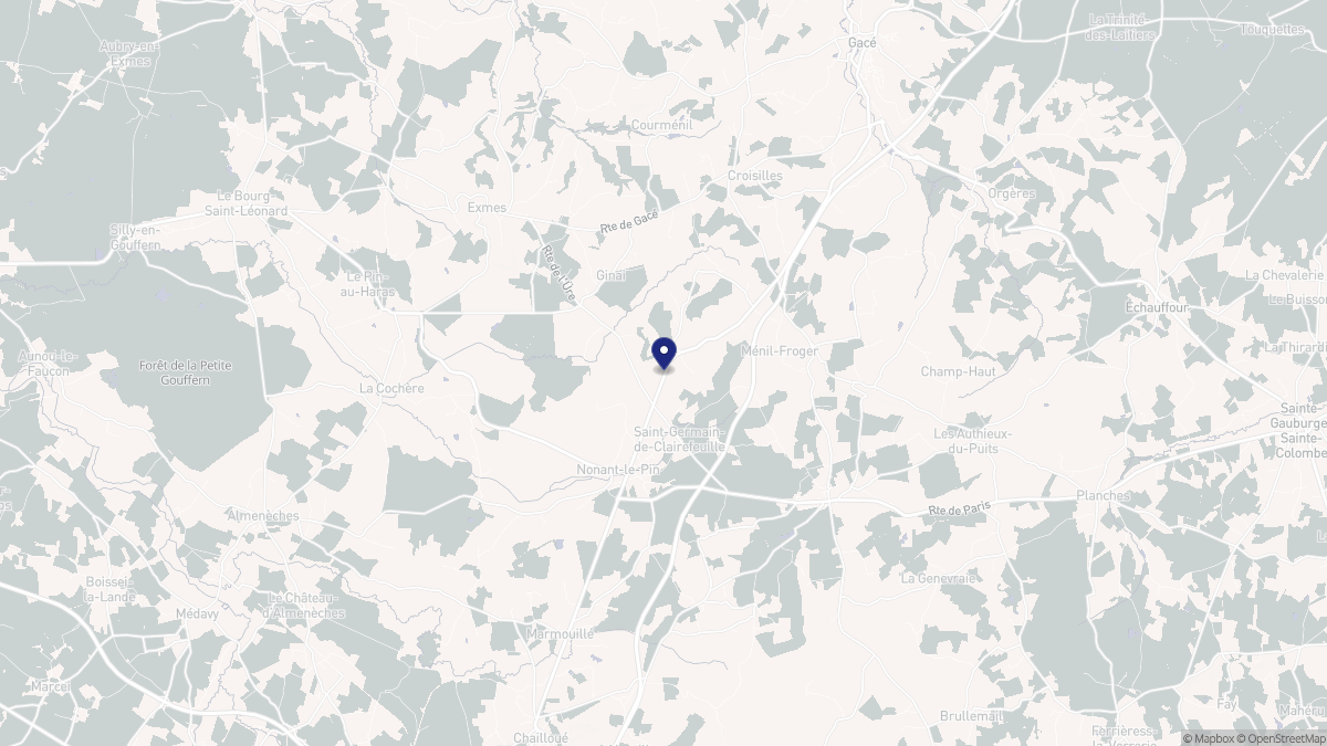 Aperçu cartographique de Saint-Germain-de-Clairefeuille, centré sur la commune