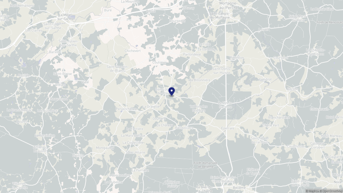 Aperçu cartographique de Saint-Jouin-de-Blavou, centré sur la commune