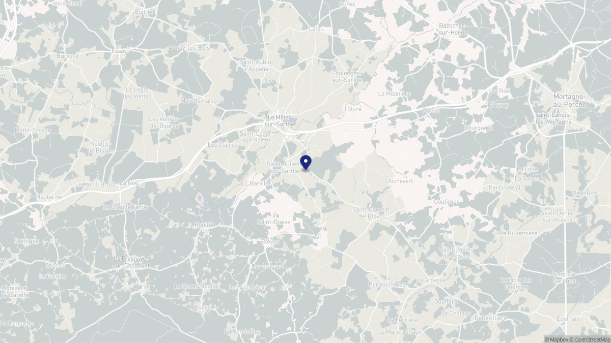 Aperçu cartographique de Saint-Julien-sur-Sarthe, centré sur la commune