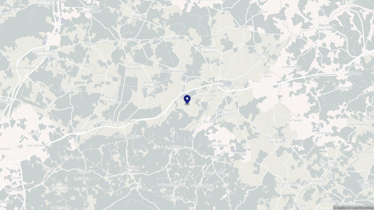Aperçu cartographique de Saint-Léger-sur-Sarthe, centré sur la commune