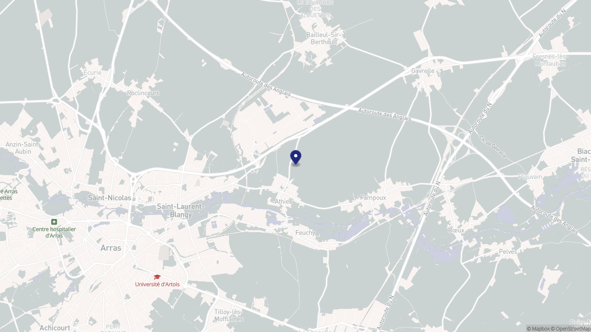 Aperçu cartographique de Athies, centré sur la commune