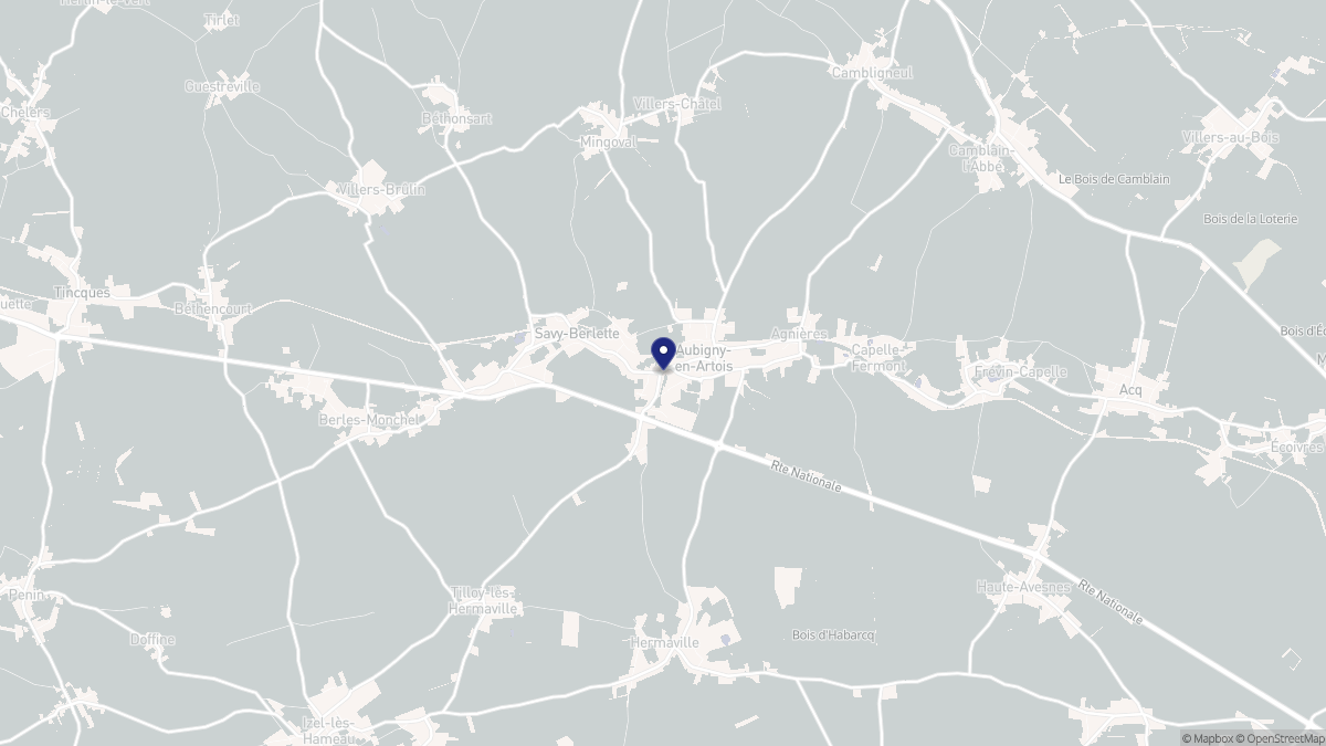 Aperçu cartographique de Aubigny-en-Artois, centré sur la commune