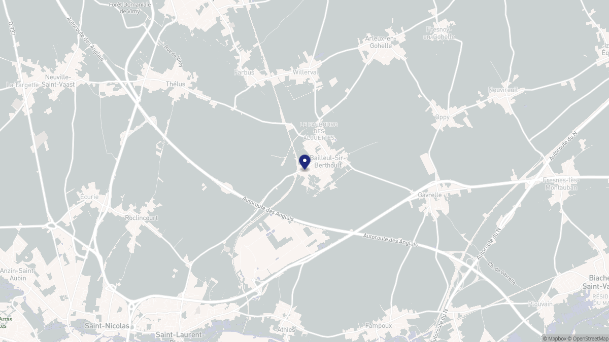Aperçu cartographique de Bailleul-Sir-Berthoult, centré sur la commune