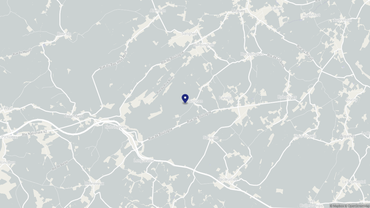 Aperçu cartographique de Bainghen, centré sur la commune
