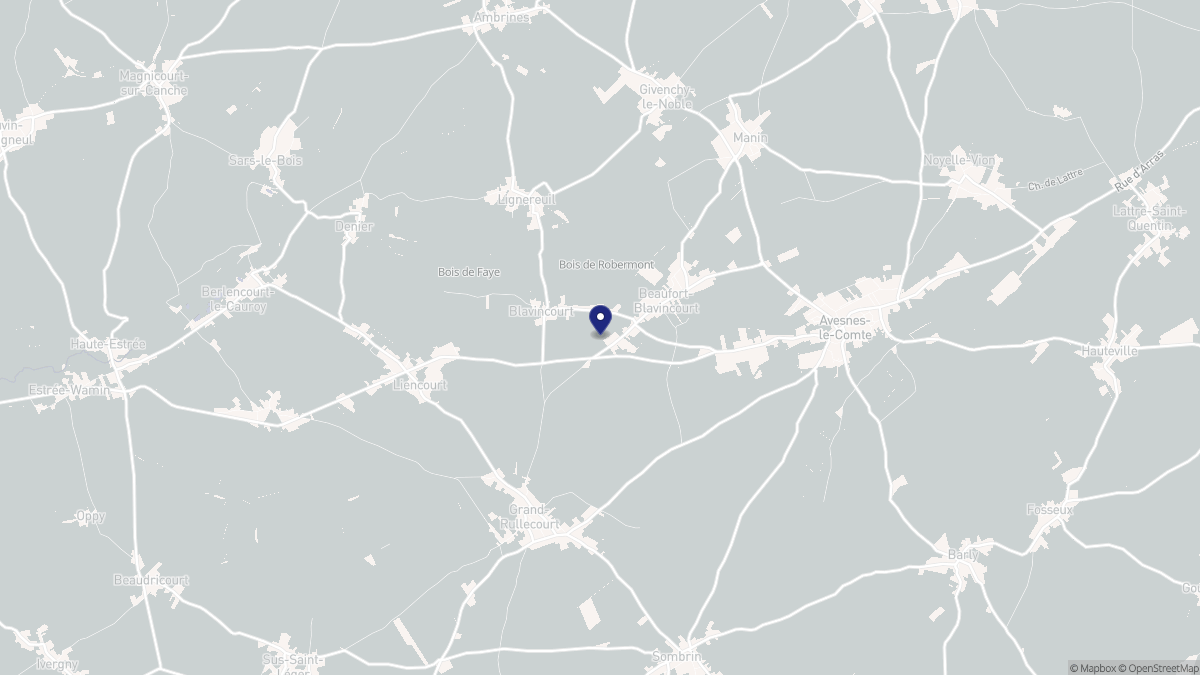 Aperçu cartographique de Beaufort-Blavincourt, centré sur la commune