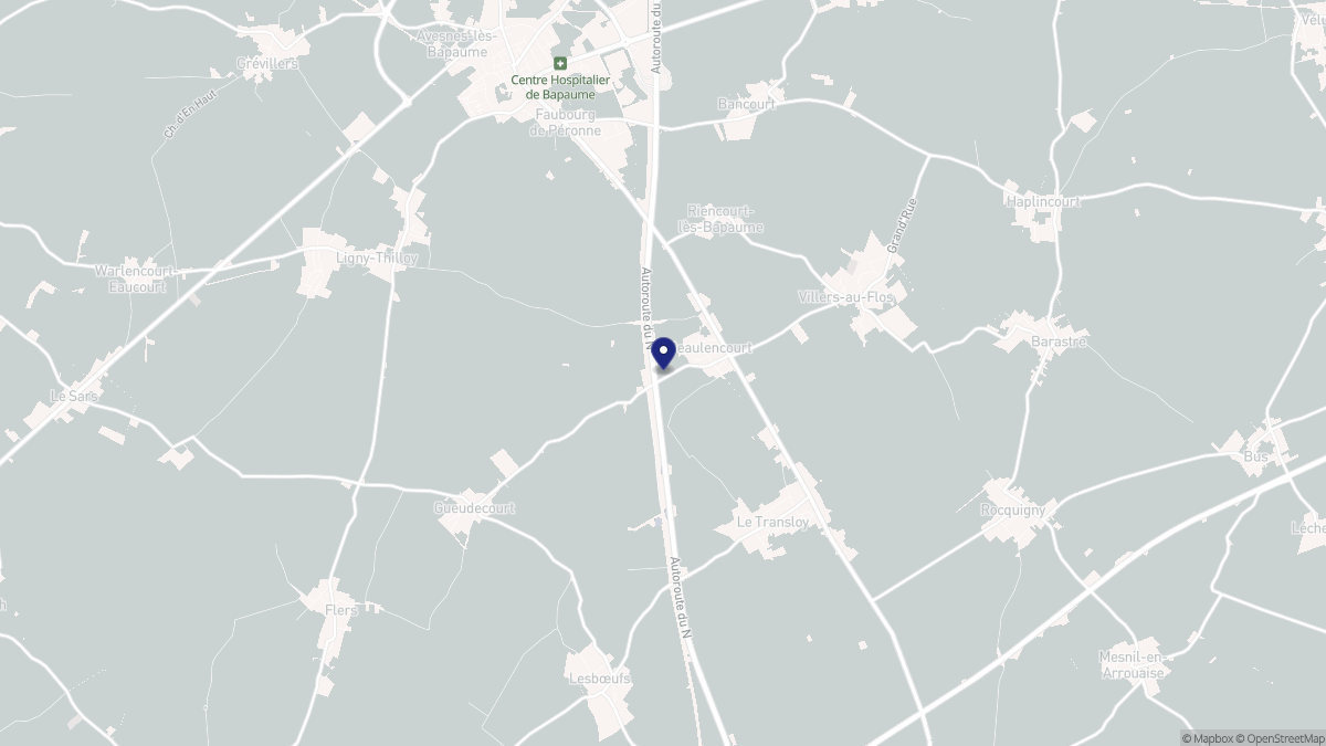 Aperçu cartographique de Beaulencourt, centré sur la commune