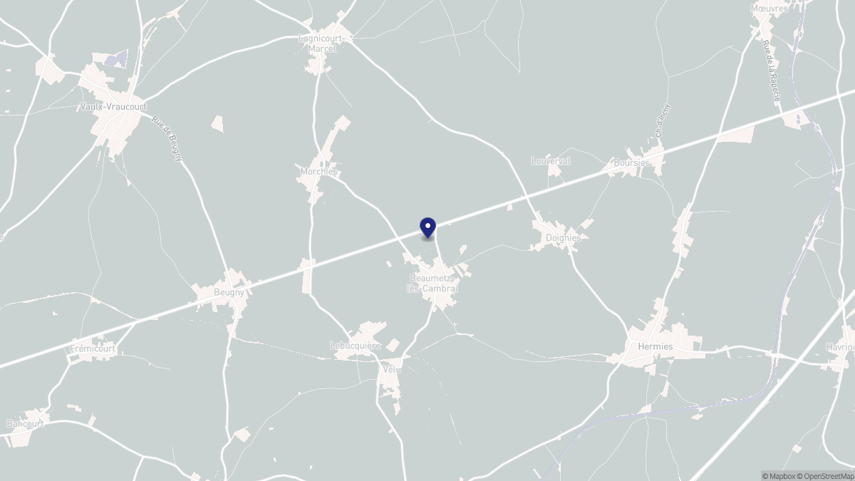 Aperçu cartographique de Beaumetz-lès-Cambrai, centré sur la commune