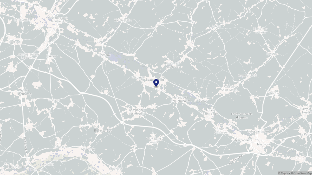 Aperçu cartographique de Beaurainville, centré sur la commune