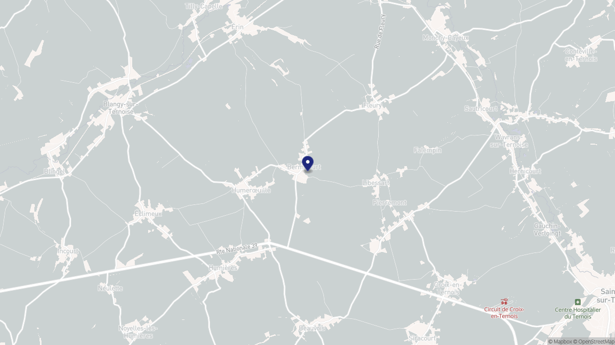 Aperçu cartographique de Bermicourt, centré sur la commune