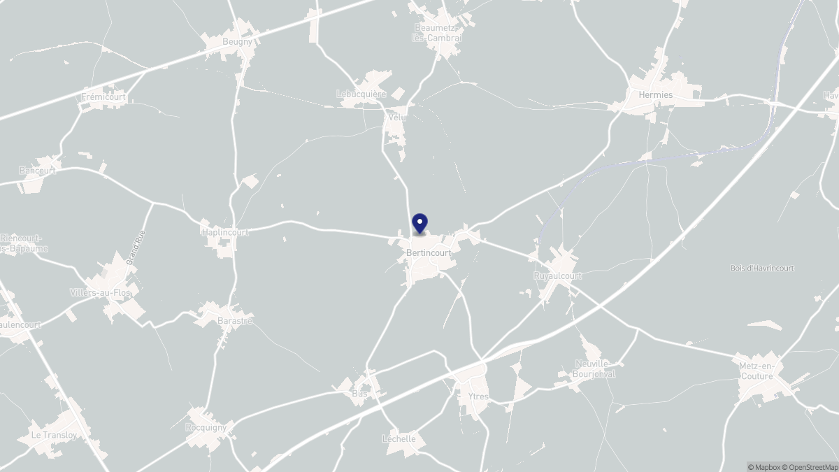 Aperçu cartographique de Bertincourt, centré sur la commune