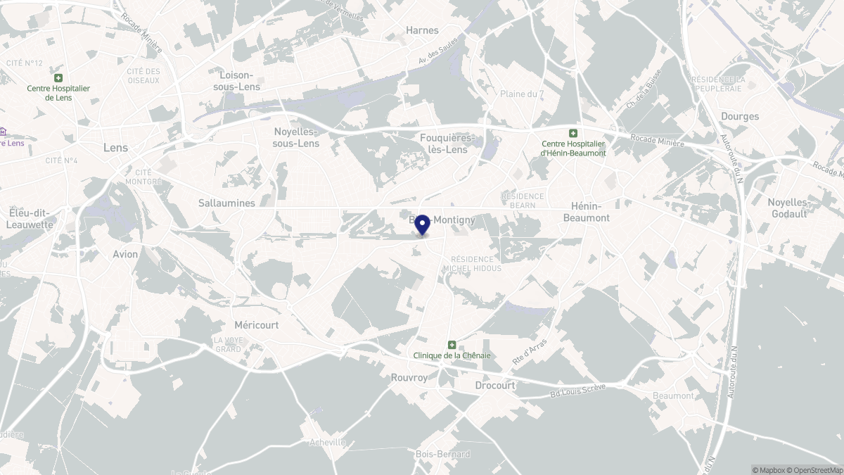 Aperçu cartographique de Billy-Montigny, centré sur la commune