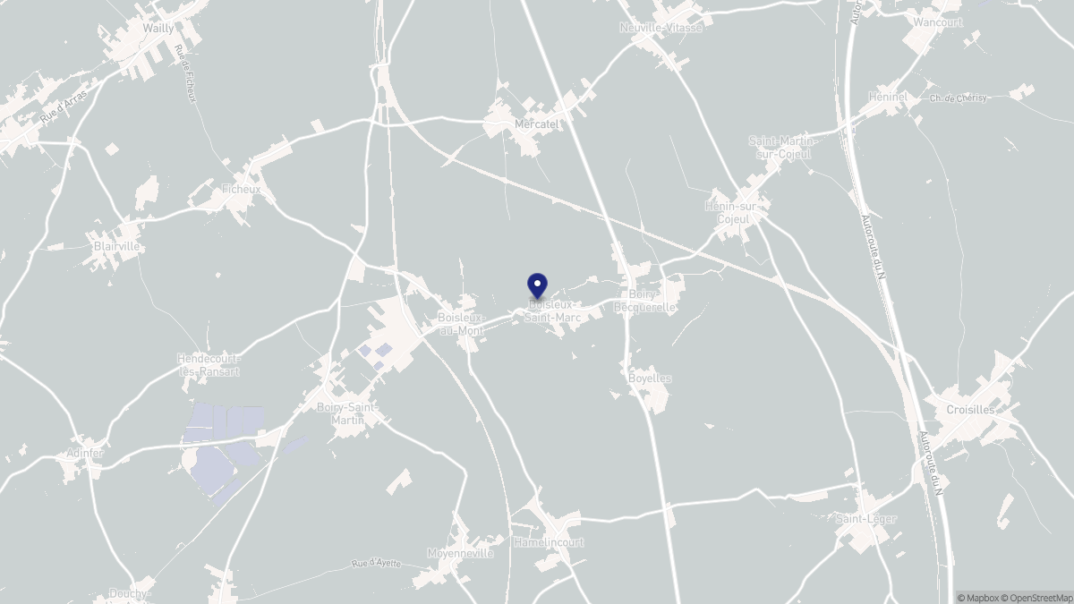 Aperçu cartographique de Boisleux-Saint-Marc, centré sur la commune