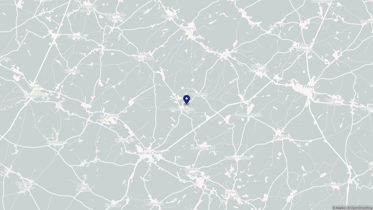 Aperçu cartographique de Buire-au-Bois, centré sur la commune
