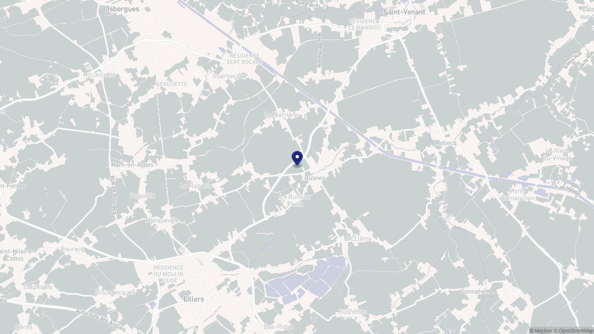 Aperçu cartographique de Busnes, centré sur la commune
