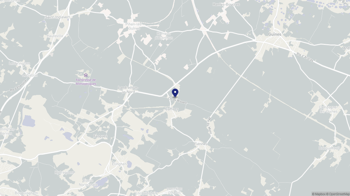 Aperçu cartographique de Caffiers, centré sur la commune