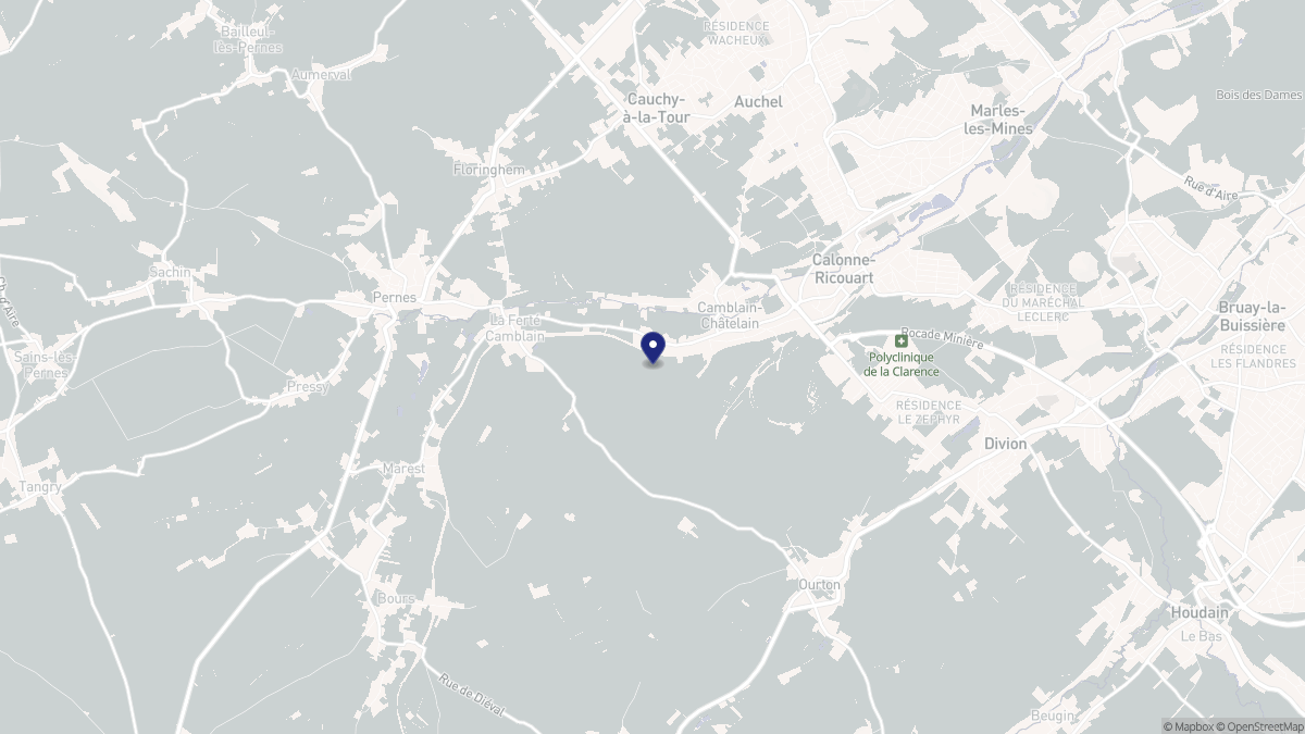Aperçu cartographique de Camblain-Châtelain, centré sur la commune