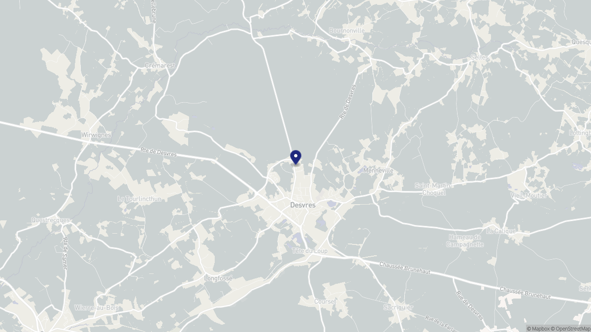 Aperçu cartographique de Desvres, centré sur la commune