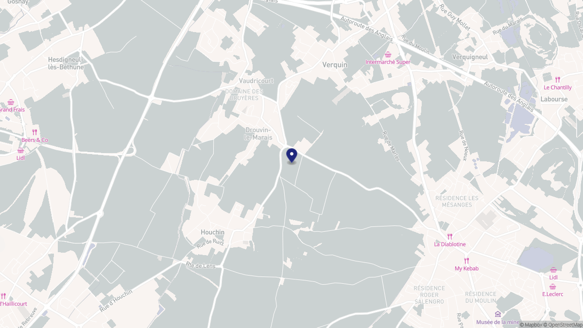 Aperçu cartographique de Drouvin-le-Marais, centré sur la commune
