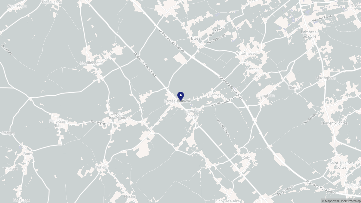Aperçu cartographique de Estrée-Blanche, centré sur la commune