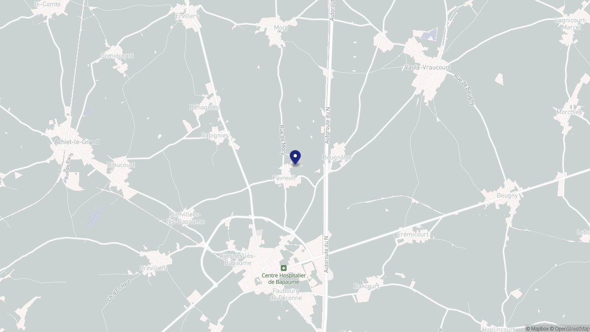Aperçu cartographique de Favreuil, centré sur la commune