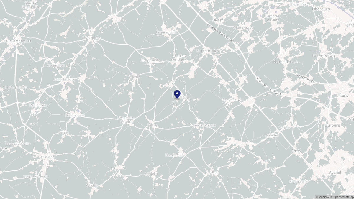 Aperçu cartographique de Fléchin, centré sur la commune