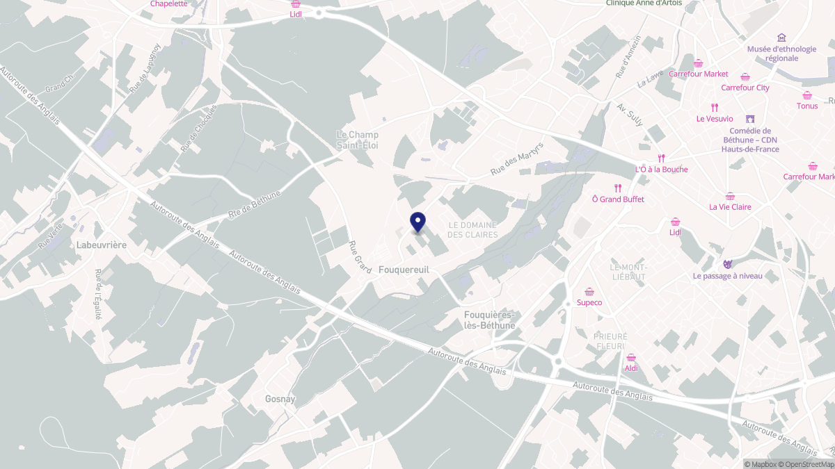 Aperçu cartographique de Fouquereuil, centré sur la commune