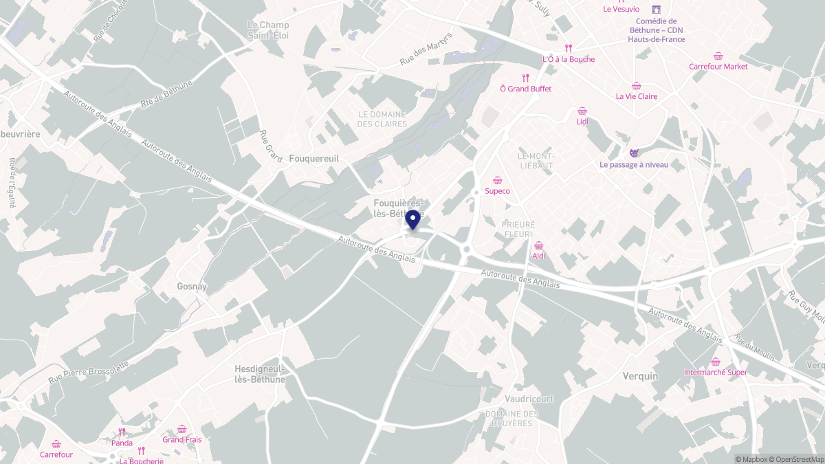 Aperçu cartographique de Fouquières-lès-Béthune, centré sur la commune