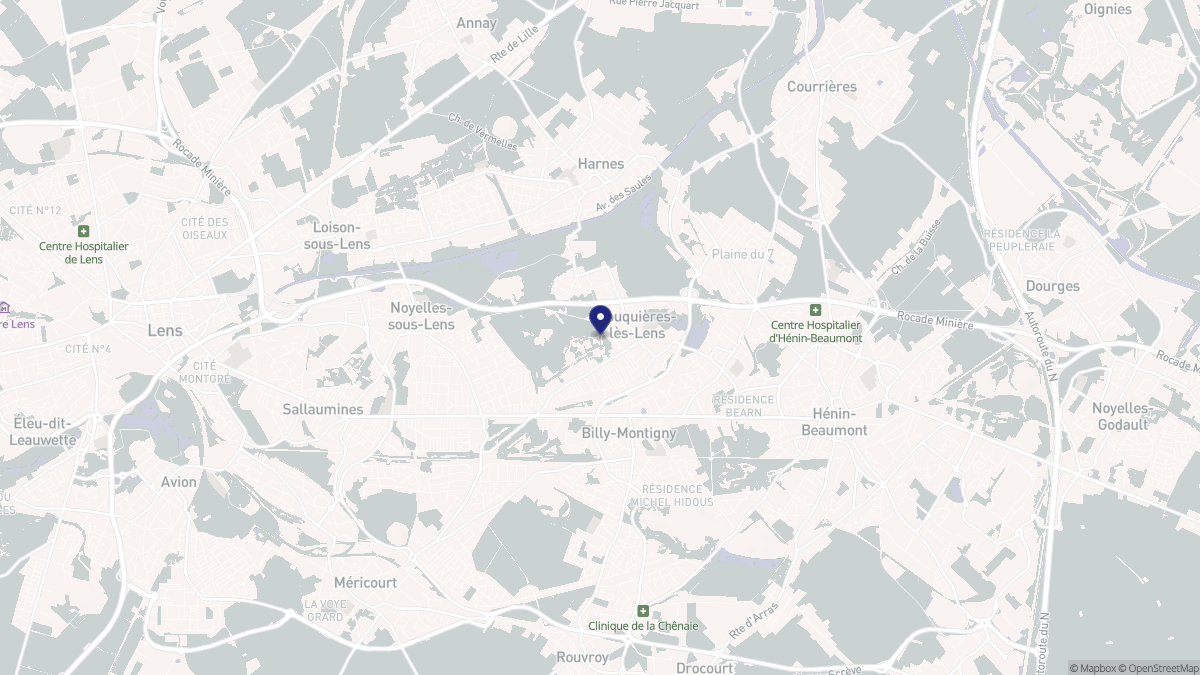 Aperçu cartographique de Fouquières-lès-Lens, centré sur la commune