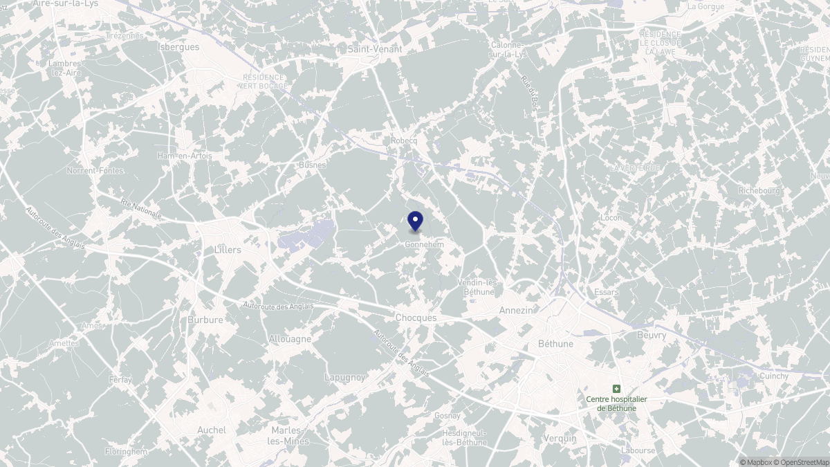 Aperçu cartographique de Gonnehem, centré sur la commune