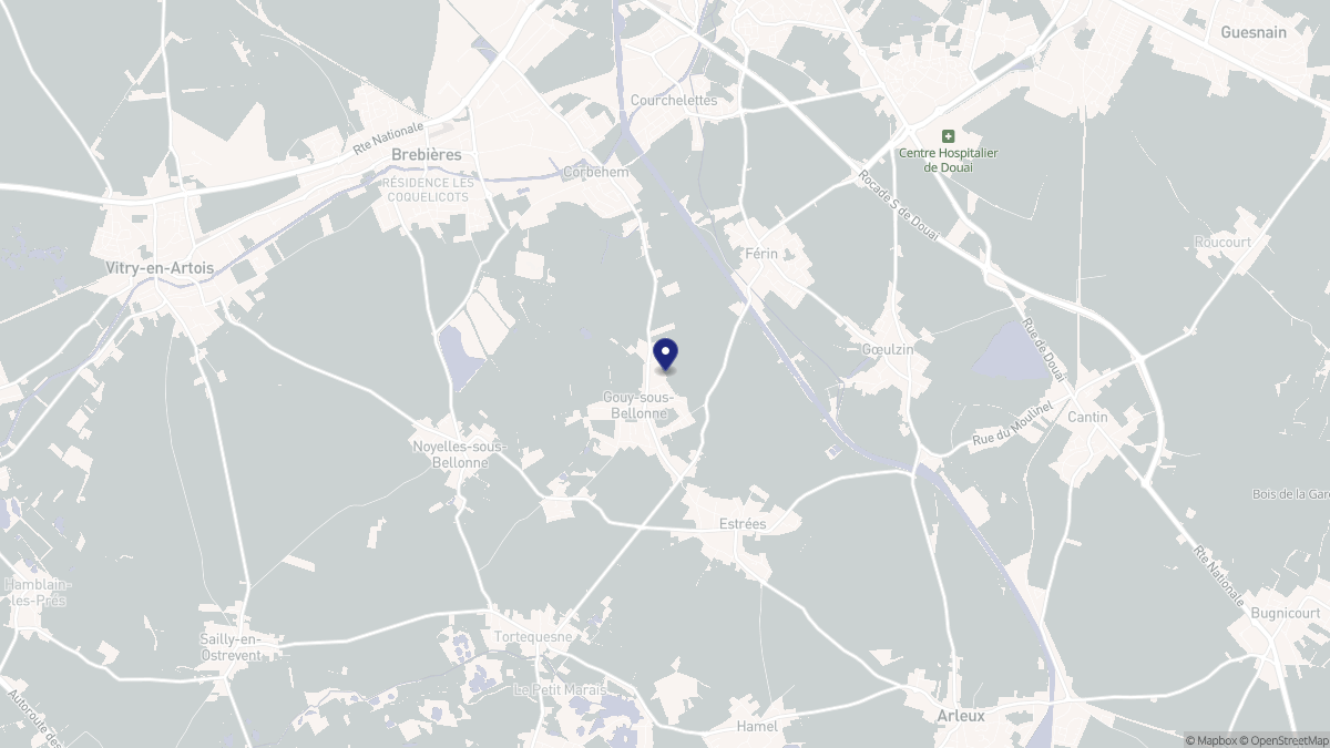 Aperçu cartographique de Gouy-sous-Bellonne, centré sur la commune