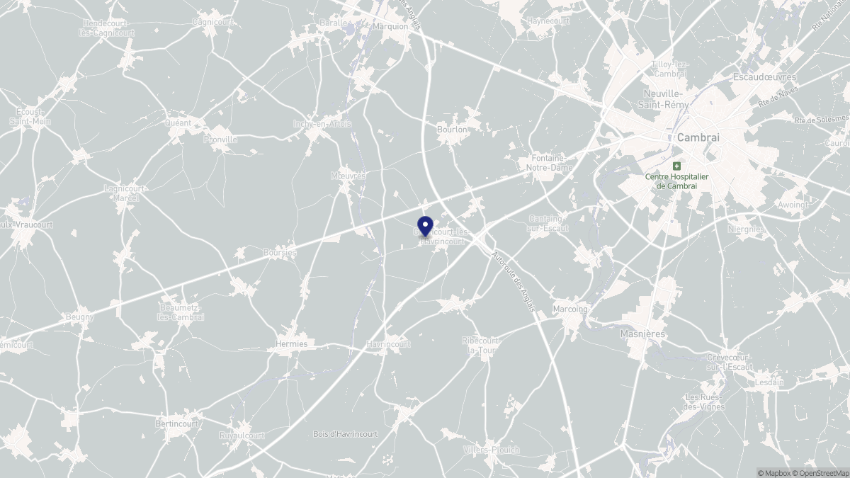 Aperçu cartographique de Graincourt-lès-Havrincourt, centré sur la commune